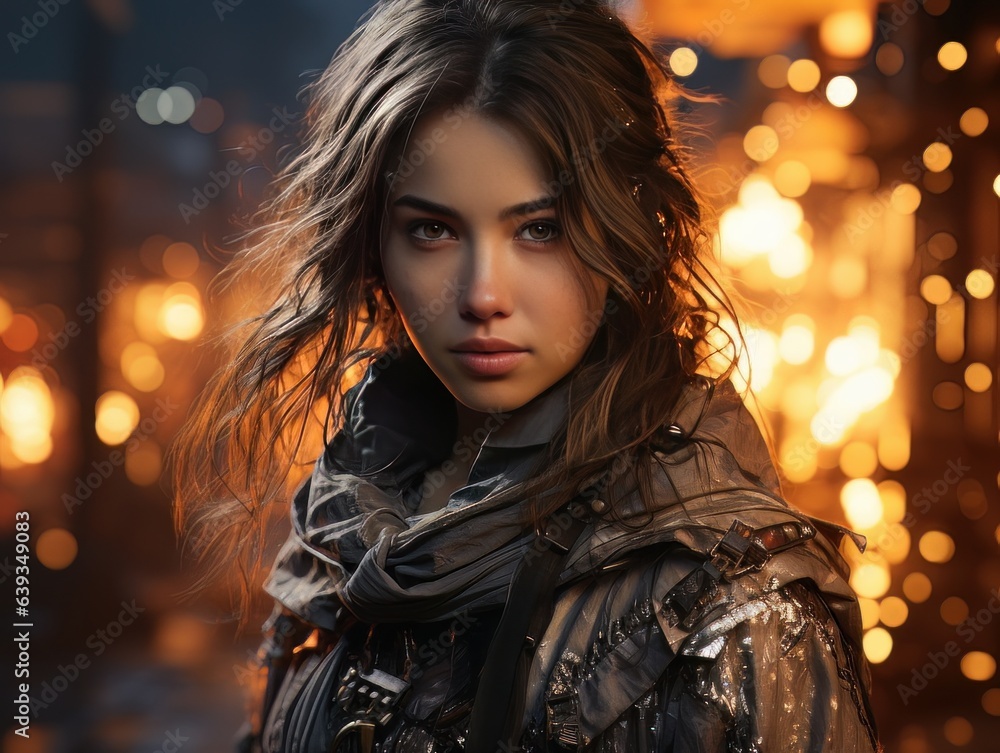 Portrait of beautiful epic warrior woman at sunset AI Portrait of beautiful epic warrior woman at sunset AI