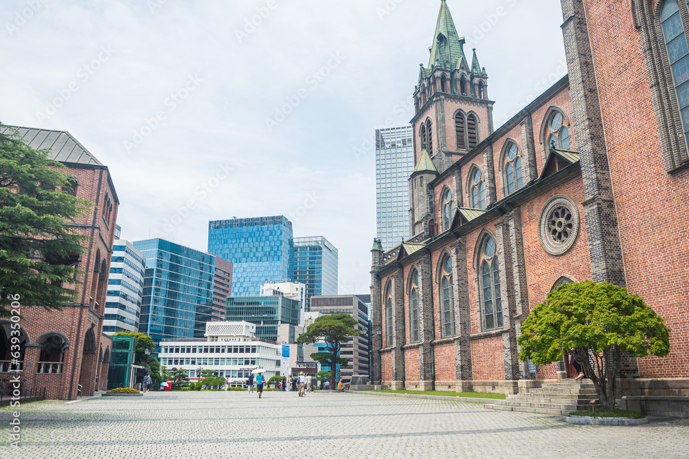 Naklejka premium street view of seoul city, south korea