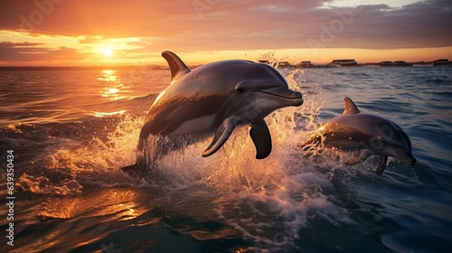 dolphin jumping at sunset © Nica
