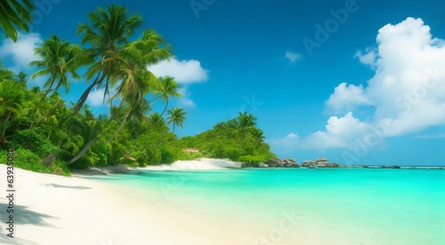 view of island  island in the sea  beach with palm trees and sea  view of tropical island  tropical beach