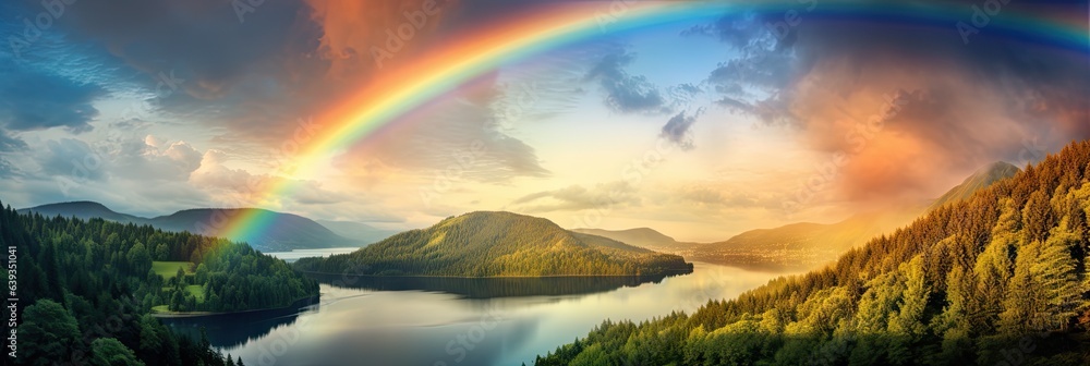 Rainbow in the sky after a long rainstorm Rainbow in the sky after a long rainstorm