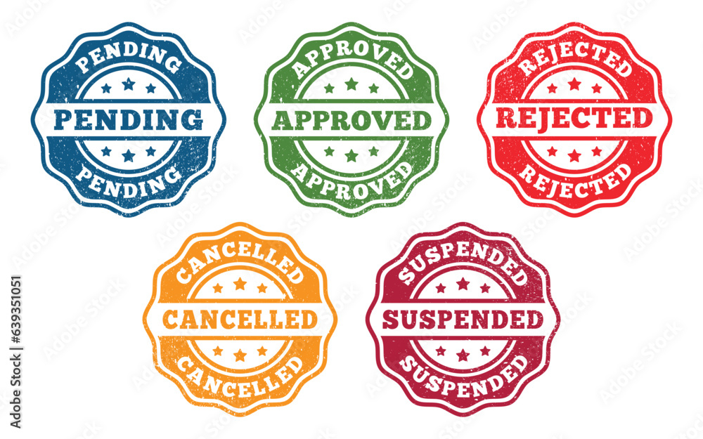 Approved Rejected Pending Stamp in Rubber Style Vector Approved Rejected Pending Stamp in Rubber Style Vector