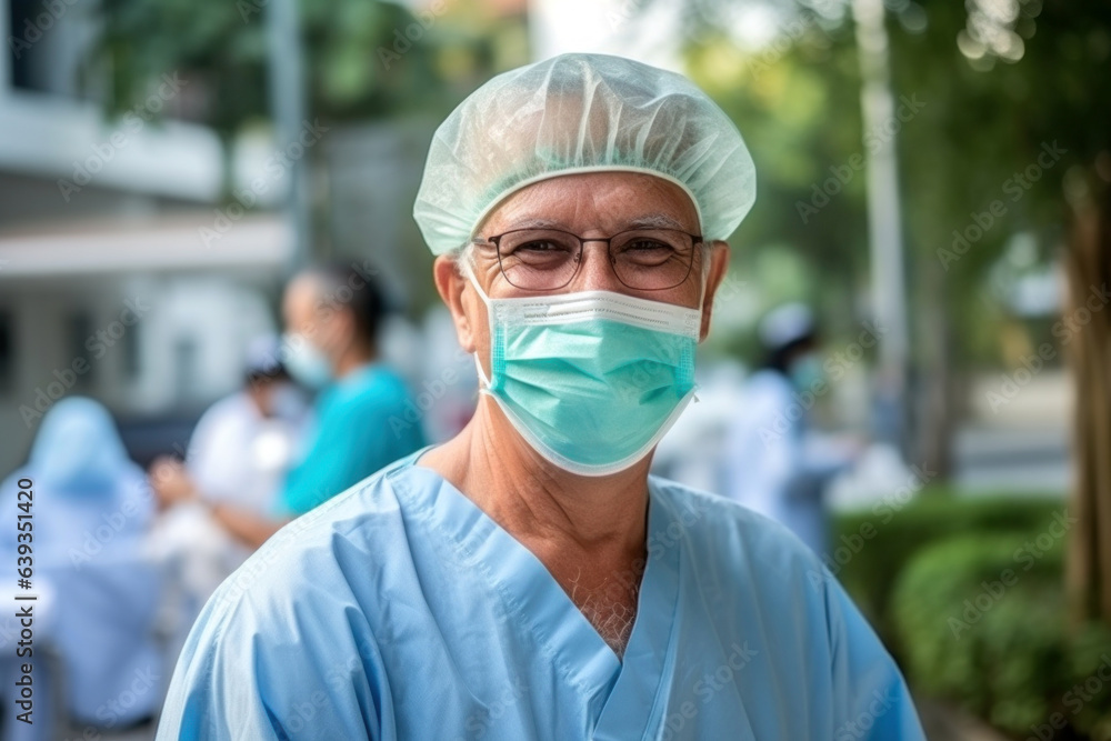 man wearing a surgical mask and glasses for protection man wearing a surgical mask and glasses for protection