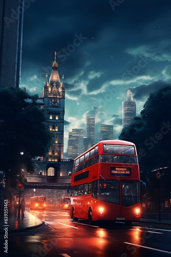 city bus at night