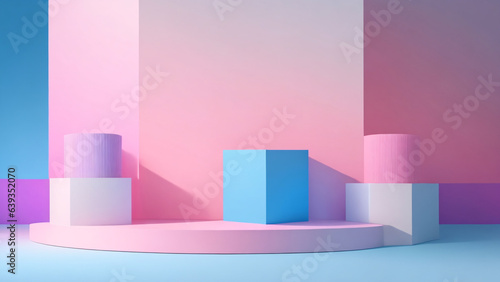 abstract minimal geometric background, primitive forms, pastel colors, 3d render