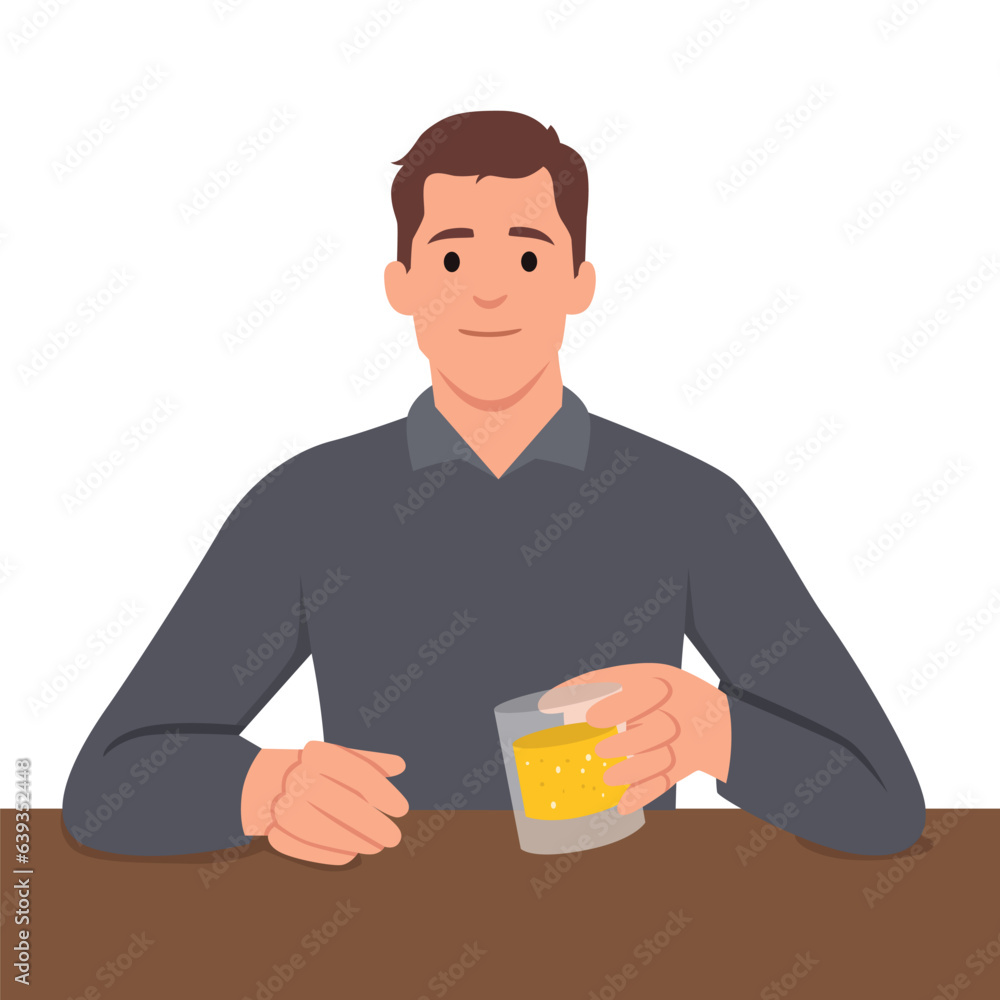 Man drinking beer. Alcohol. Flat vector illustration isolated on white background Man drinking beer. Alcohol. Flat vector illustration isolated on white background