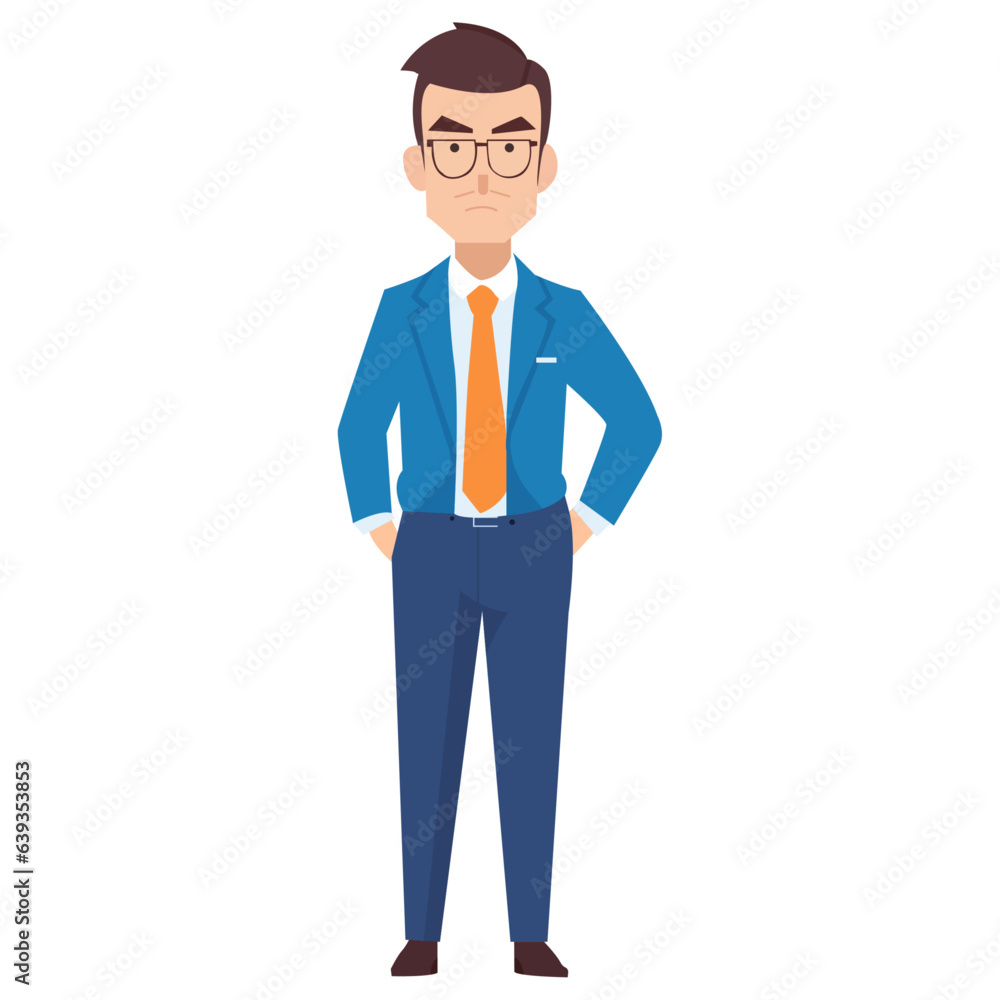 Business man vector art illustration, a business man standing