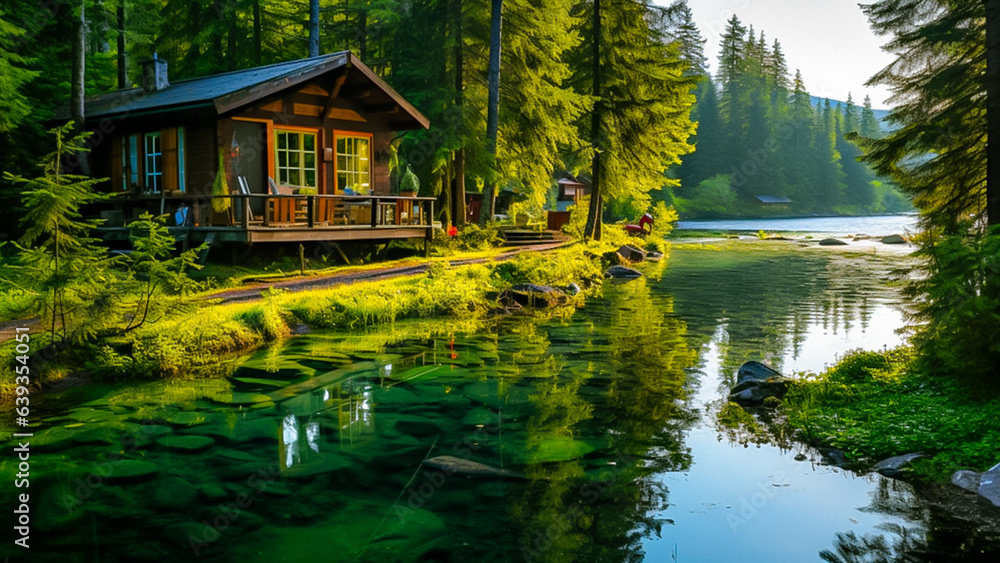 Fototapeta premium house on the lake