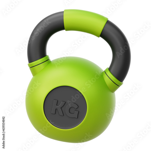 Gym Kettlebell 3D icon Isolate Transparent Background, 3D Rendering illustration
