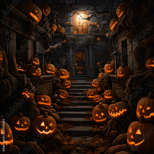 Halloween haunted house setting