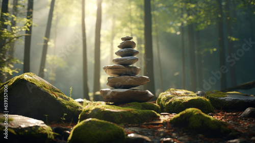 Foto Stacked zen stones meditation and concentration