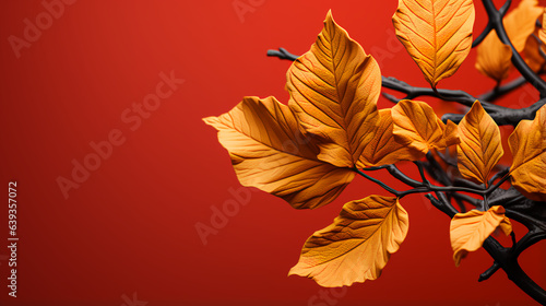 Red background - Fall Leaves
