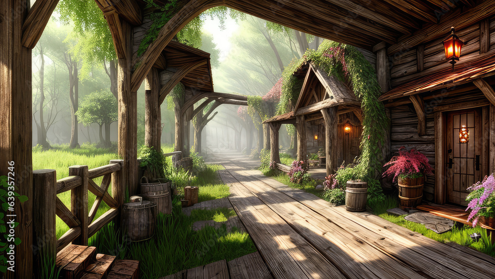 Rustic concept background photorealistic architectural fantasy outdoor environment Rustic concept background photorealistic architectural fantasy outdoor environment