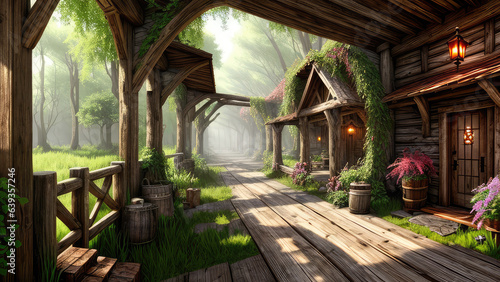 Rustic concept background photorealistic architectural fantasy outdoor environment