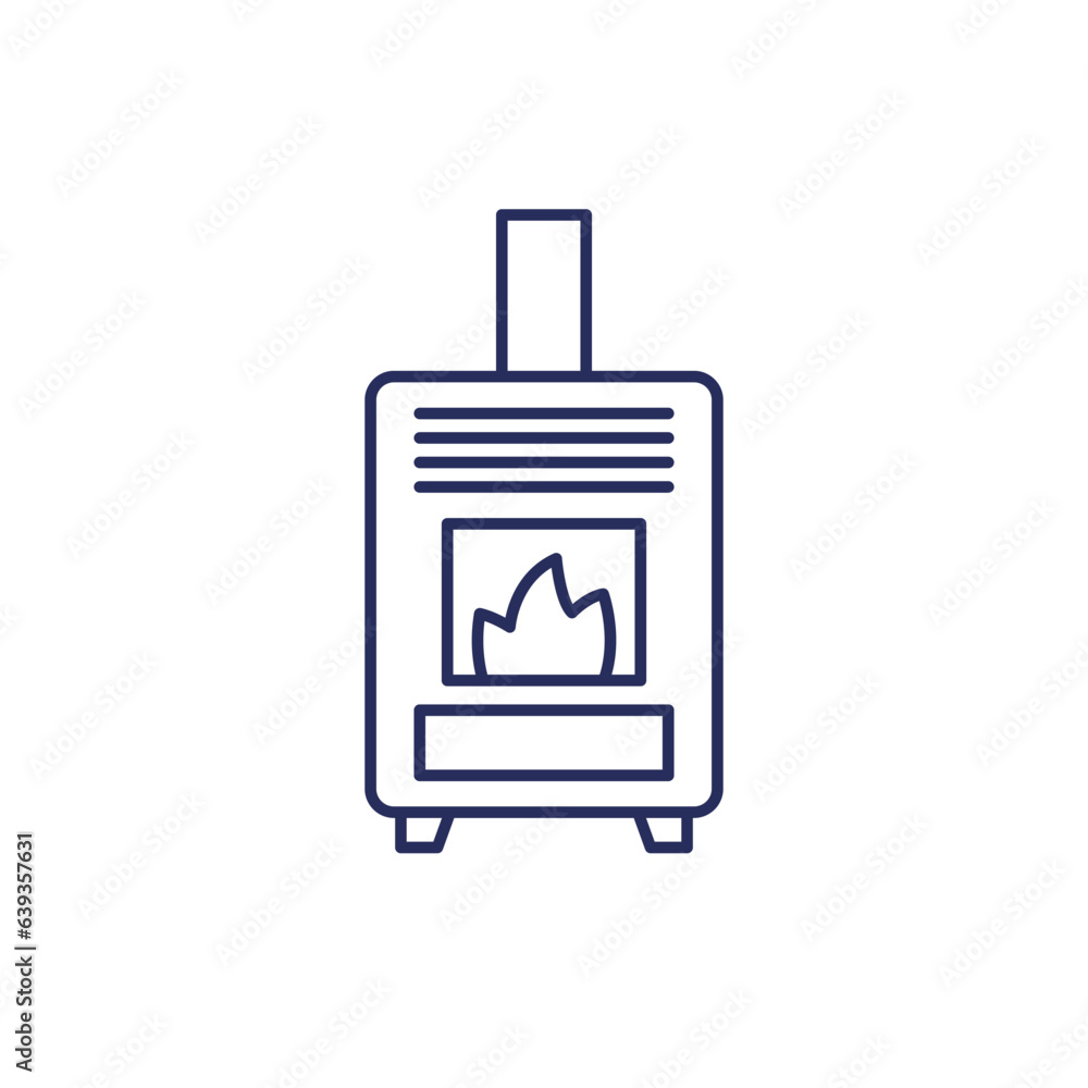 pellet stove line icon on white pellet stove line icon on white