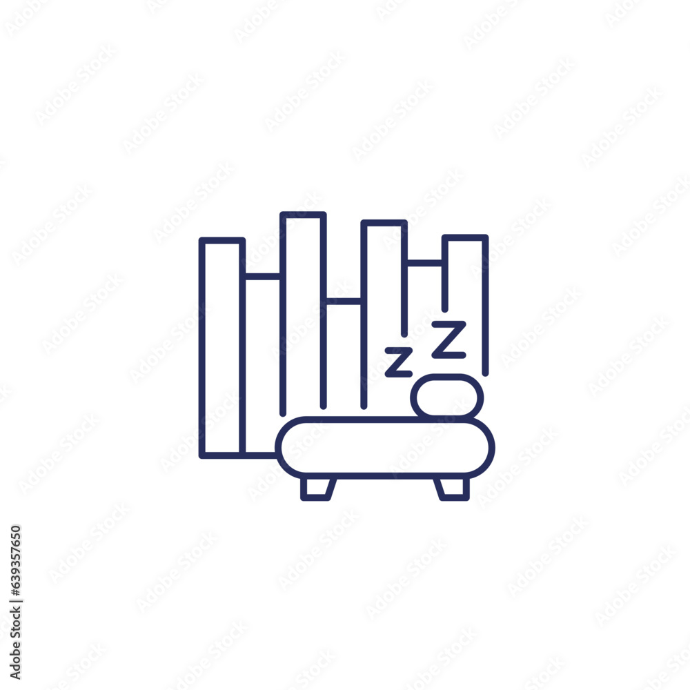Fototapeta premium Sleep tracking line icon with a graph