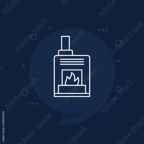 pellet stove icon, line vector