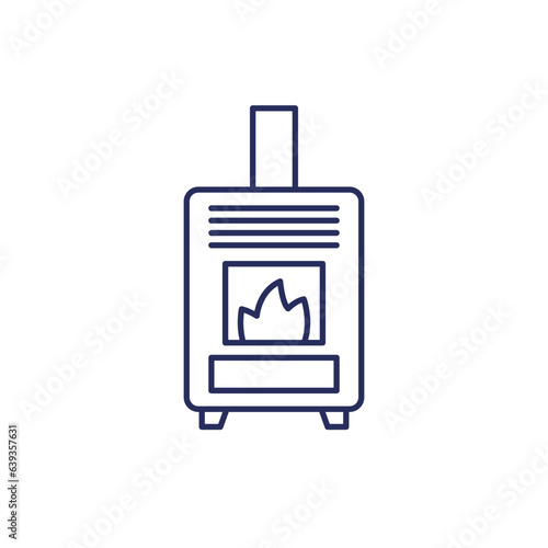 pellet stove line icon on white