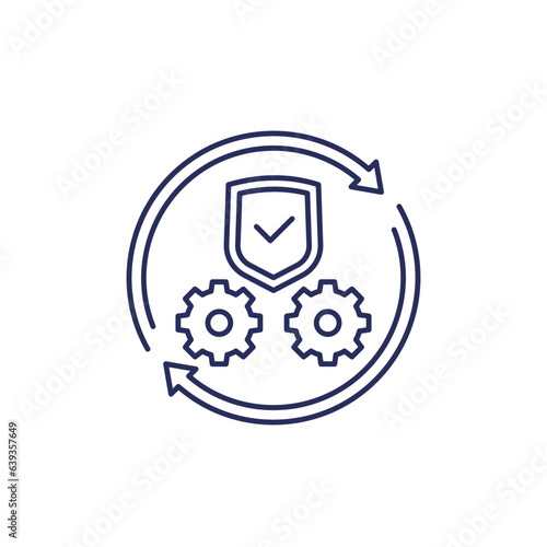secure operation line icon with gears and a shield