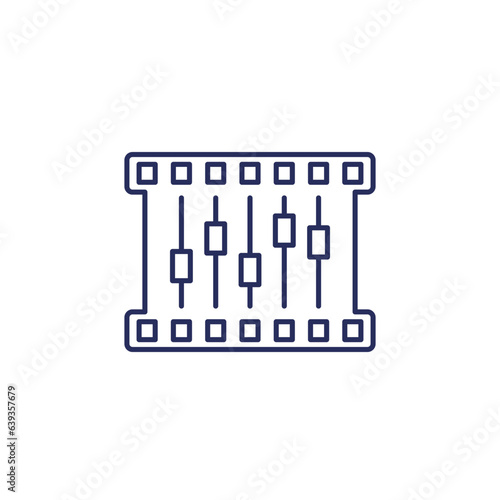 video editing line icon with film strip