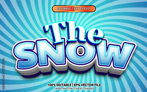 The snow blue ice cold 3d vector cartoon text effect winter design