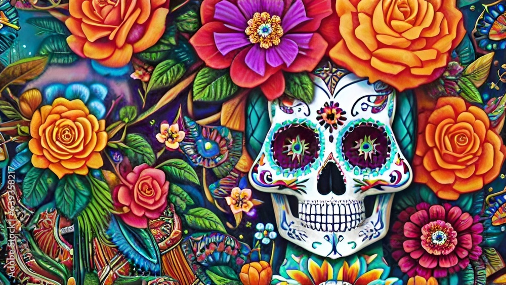 Day of the Dead, remembering the departed, charming festivity full of color background Day of the Dead, remembering the departed, charming festivity full of color background