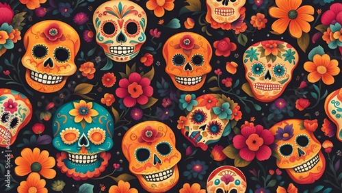 Day of the Dead, remembering the departed, charming festivity full of color background © SJarkCube