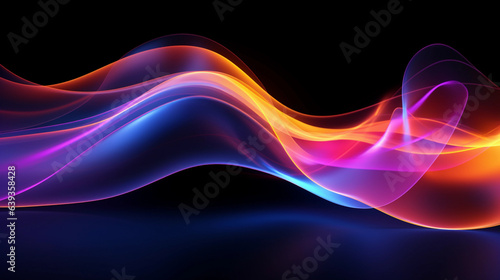 Abstract Neon Art: Glowing Lines on Black Background - 3D Render