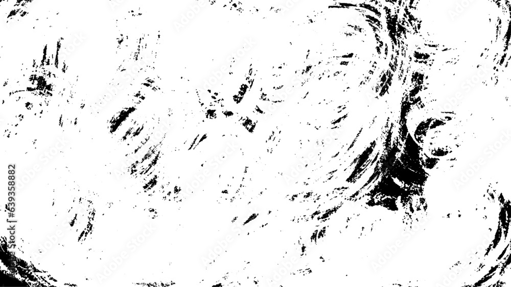 Fototapeta premium Black blobs isolated on white. Ink splash. Brushes droplets. Grainy texture background. Digitally generated image. 