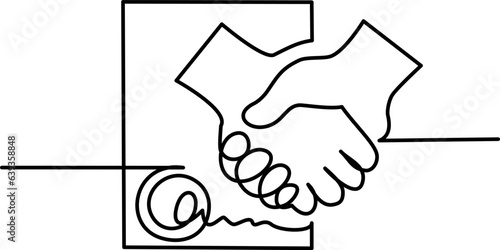 Handshake contract line icon. International agreement concept