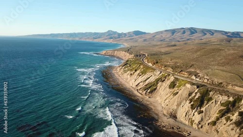 4K Video of California PCH coast with cliff and beaches