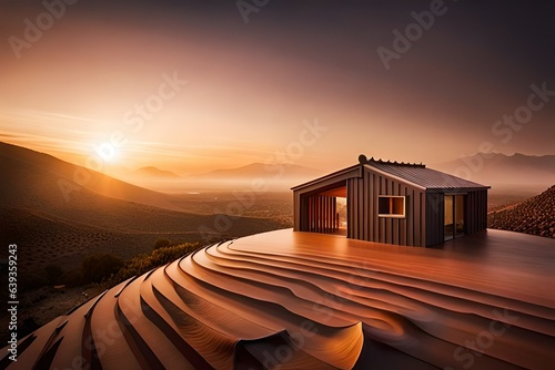 desert house, clay, cactus, sunset, metal roof, architectural villa