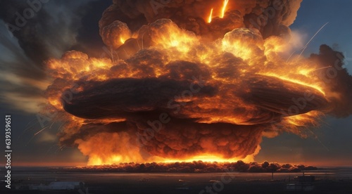the big nuclear explosion  explosion scene  big fire  big bang