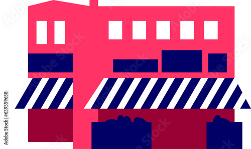 Illustrated Pictogram, Vector, Simple Buildings & Architecture, Market Front, Kensington Market Toronto