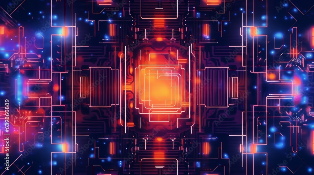 Futuristic Neon Background with Tech Waves. AI generated