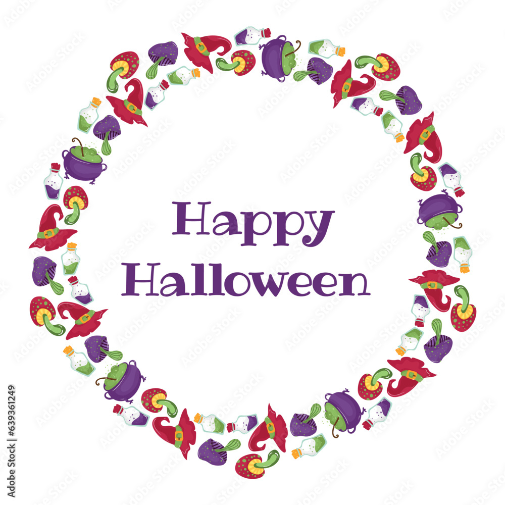 Halloween wreath with space to insert text. Vector illustration