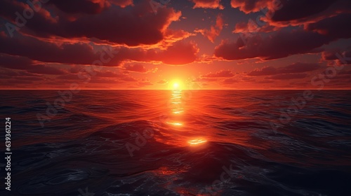 Sunset over the sea. 3D render. Sunset over the sea.