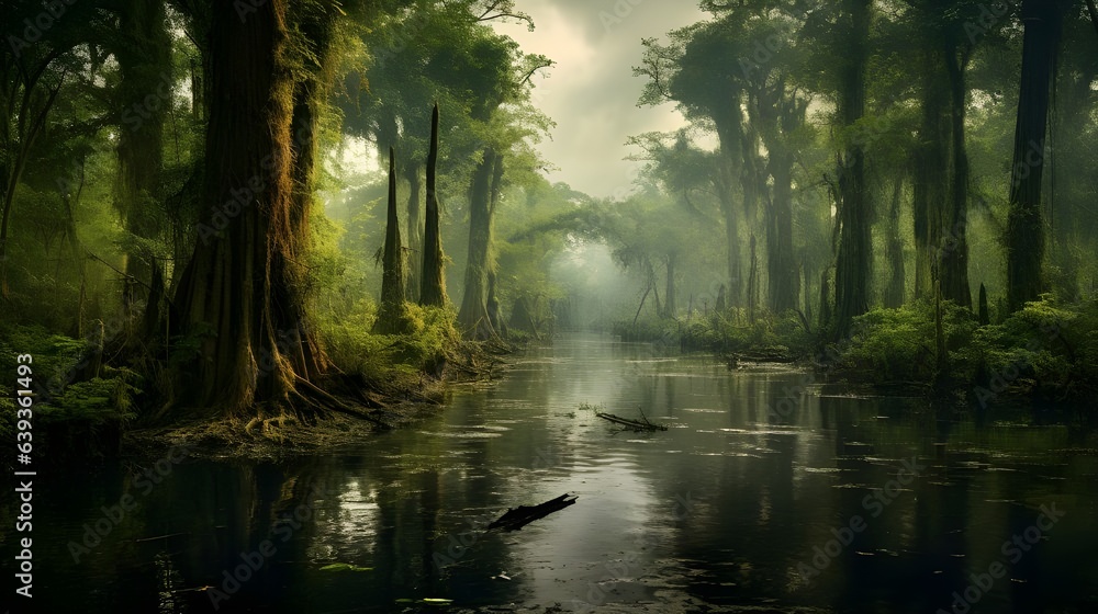 misty morning in the forest misty morning in the forest