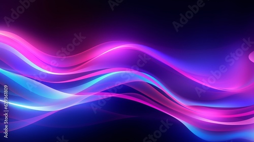 Neon Background with Abstract Techno Waves. AI generated