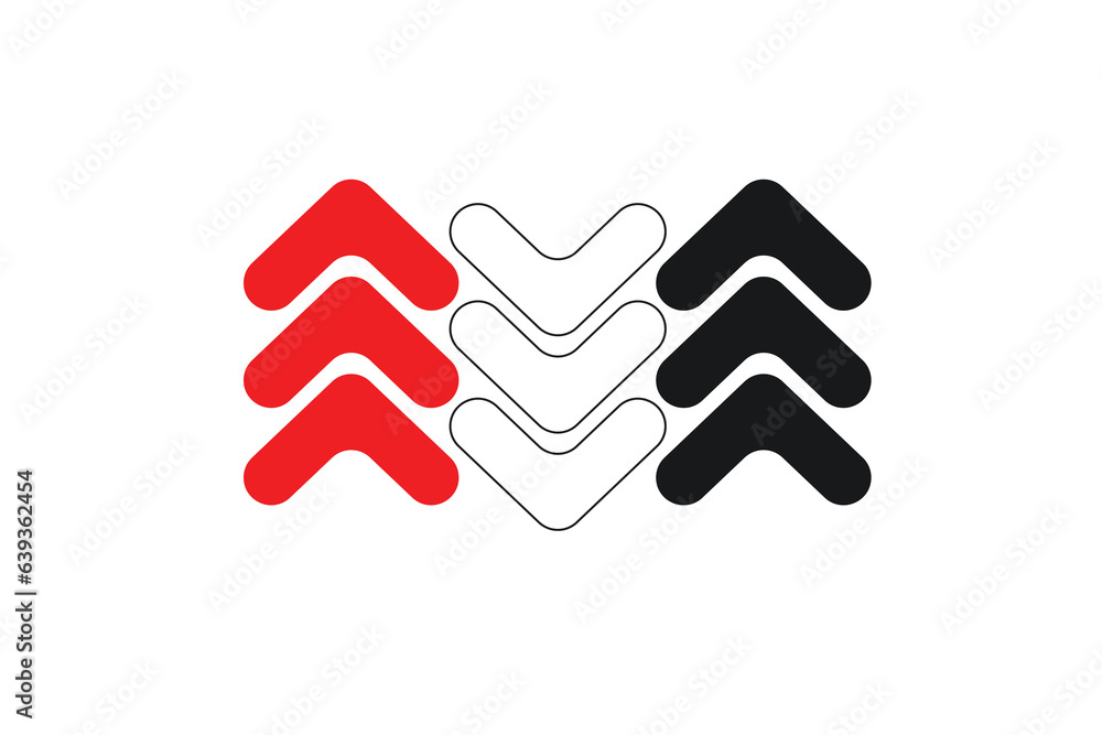 Obraz premium Red white and black arrow in up and down