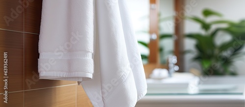white towel hanging in hotel