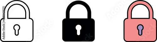 Lock icon set collection. Padlock icons lined, isolated and colored version. Vector ilustration