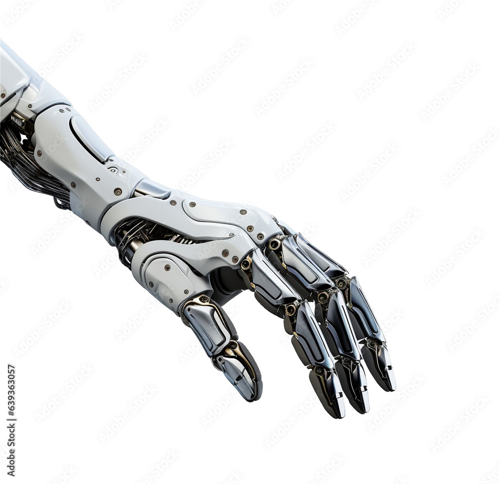 Robot hand on transparent background