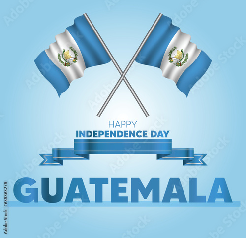 Guatemala independence day realistic waving flag vector poster