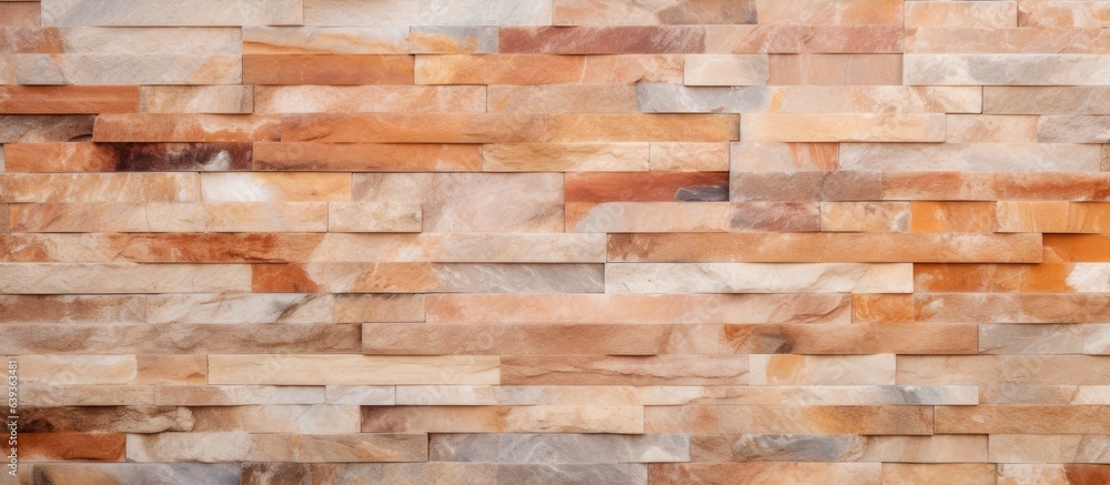Fototapeta premium Marble brick stone tile wall texture background seen up close