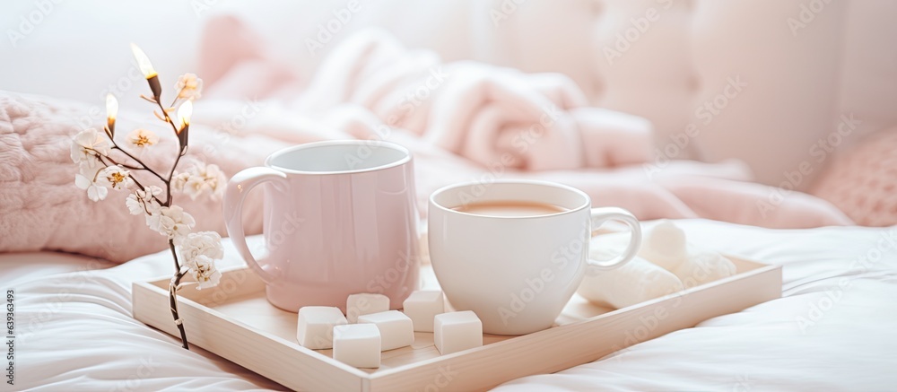Comfy home style indulgence bed tray coffee marshmallows
