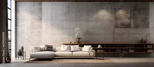 Panel kuchenny z motywem Creating a model of a modern loft living room with a concrete textured wall background for interior design purposes