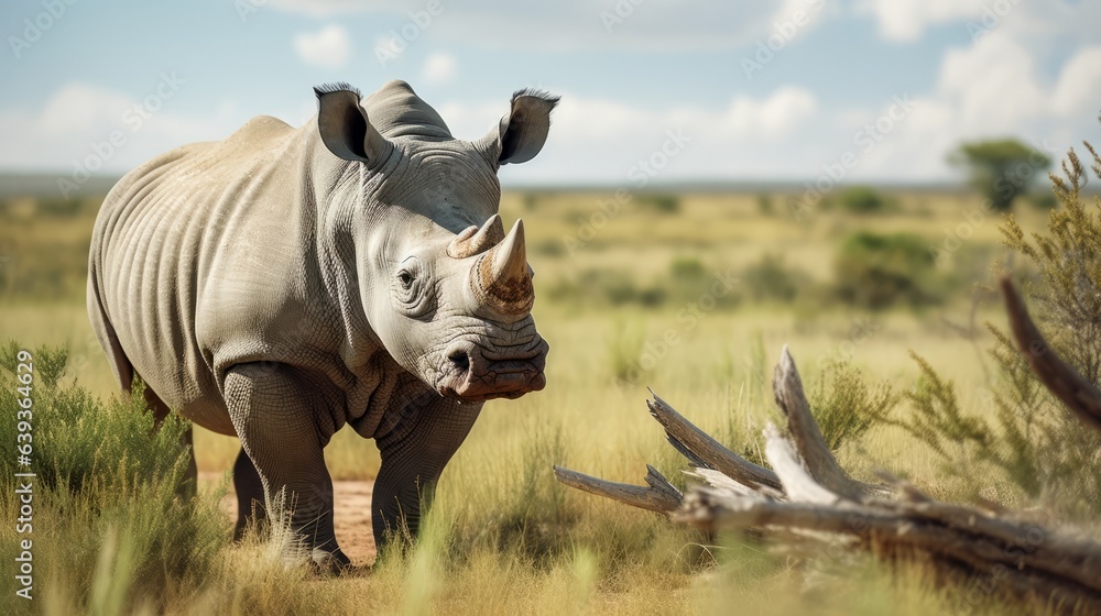 Fototapeta premium rhino in the field
