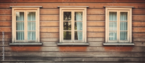 Vintage wooden house with windows