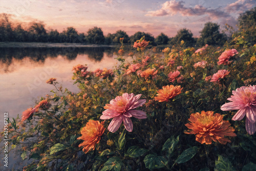 Piękne widoki na krajobrazy zawierające  mchy porosty i kwiaty w zbliżeniu w promieniach zachodzącego słońca. Lato w pełni. © Roman Trojanowski